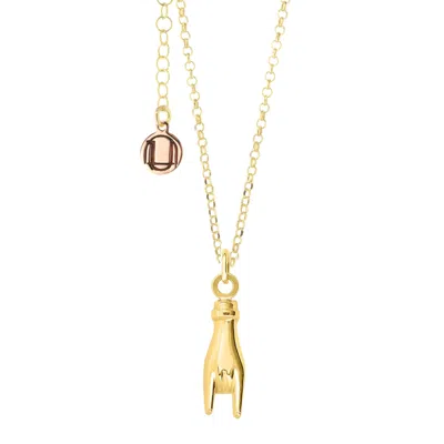 Unaloe Women's Sterling Silver Gold-plated Necklace With Horn Hand Pendant - Elegance And Protective Charm