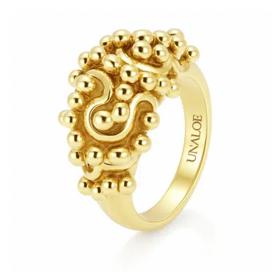 Unaloe Women's Sterling Silver-gold Plated Ring – Ribes Design – Handmade Italian Jewelry Silver