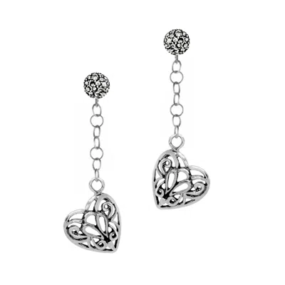 Unaloe Women's Sterling Silver Heart Pendant Earrings