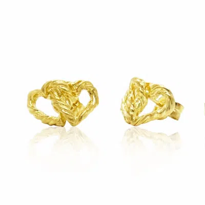 Unaloe Women's Sterling Silver Intertwined Hearts Stud Earrings, Gold Plated, Perfect Gift Idea