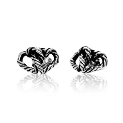 Unaloe Women's Sterling Silver Intertwined Hearts Stud Earrings, Perfect Gift Idea