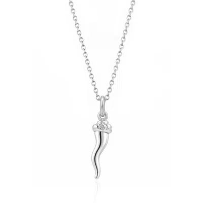 Unaloe Women's Sterling Silver Italian Horn Necklace With Sculptural Hat Detail