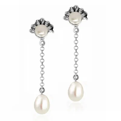 Unaloe Women's Sterling Silver Marine Pearl Earrings