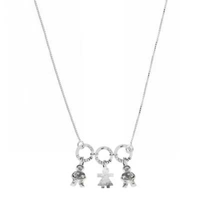 Unaloe Women's Sterling Silver Necklace With Three Baby Charms