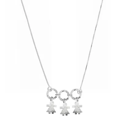 Unaloe Women's Sterling Silver Pendant Necklace With Three Child-shaped Charms.