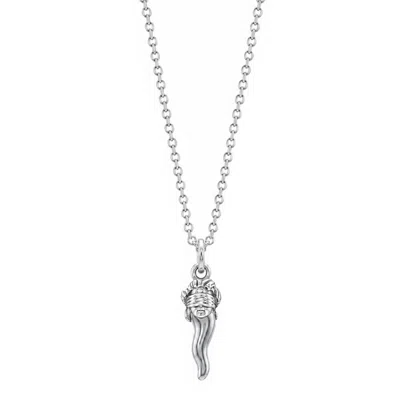 Unaloe Women's Sterling Silver See No Evil Italian Horn Pendant Necklace