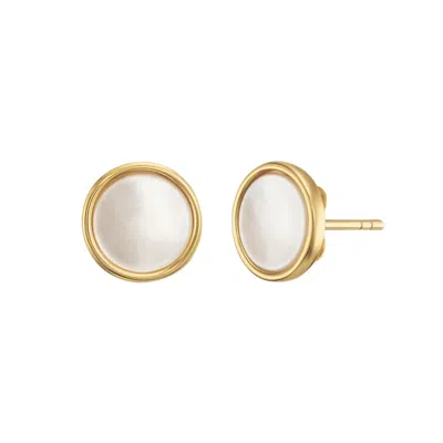 Unaloe Women's Stud Earrings In Gold Plated With Mother Of Pearl