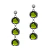 Unaloe Women's Super Fantasy Earrings Silver– Timeless Elegance With Three Green Crystal