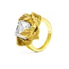 Unaloe Women's White / Gold Ring In Sterling Silver-gold Plated With White Zirconia – Coleus Quadratus - Un In Multi