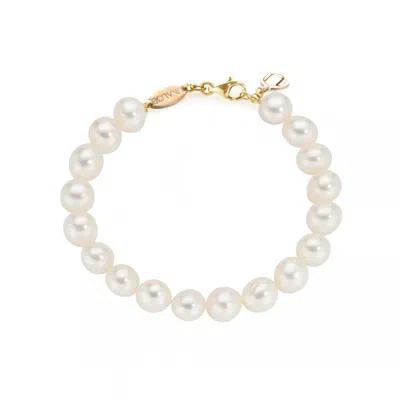 Unaloe Women's White / Silver Natural Pearl Strand Bracelet In Sterling Silver-gold Plated In Multi