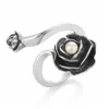 Unaloe Women's White / Silver Rose Ring With Natural Pearl – Adjustable Sterling Silver Jewelry In Multi