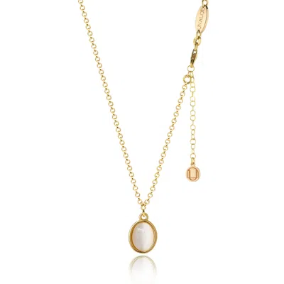 Unaloe Women's White / Yellow / Gold Necklace Gold  Vermeil Serling Silver With Mother Of Pearl Pendant In Multi