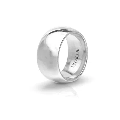 Unaloe Women's Wide Smooth Domed Sterling Silver Band: Bold Elegance
