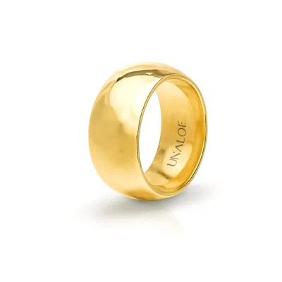 Unaloe Women Wide Smooth Domed Sterling Silver Band With Gold Plating: Bold Elegance