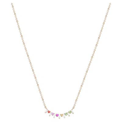 Pre-owned Unbranded 0.14 Ct Sapphires 0.18 Ct Diamond 14k Rose Gold Bar Necklace In Red