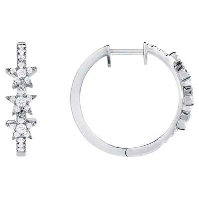 Pre-owned Unbranded 0.38 Ct Diamonds In 14k White Gold Star Hoop Earrings