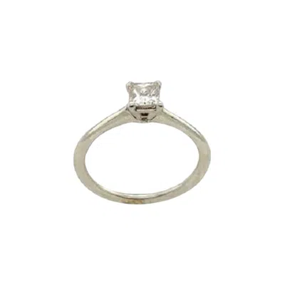 Pre-owned Unbranded 0.61ct D Vvs1 Gia Square Modified Solitaire Diamond Ring In 14ct White Gold