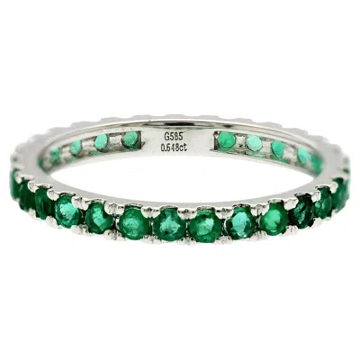 Pre-owned Unbranded 0.64 Ct Natural Emerald14k White Gold Eternity Band Ring Size 4.5