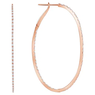 Pre-owned Unbranded 0.86 Ct Diamonds In 18k Rose Gold Height Hoop Earrings In Red