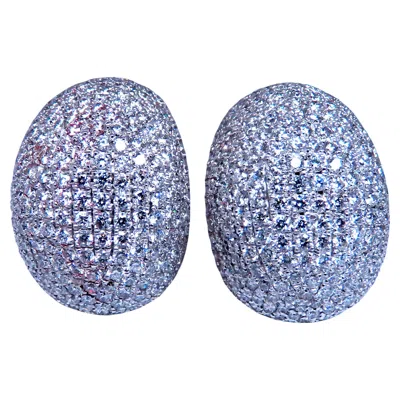 Pre-owned Unbranded 10ct Natural Round Diamonds Bombe Dome French Pave Clip Earrings 18kt Gold 12369 In Multi