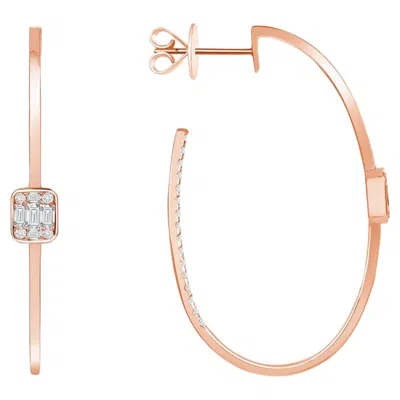 Pre-owned Unbranded 1.12 Ct Diamonds In 18k Rose Gold Hoop Earrings In Red