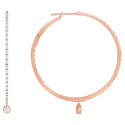 Pre-owned Unbranded 1.24 Ct Diamonds In 18k Rose Gold Height Hoop Earrings In Red