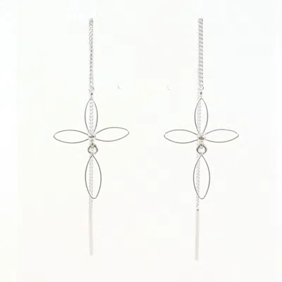 Pre-owned Unbranded (14k) Chain Earrings () In White