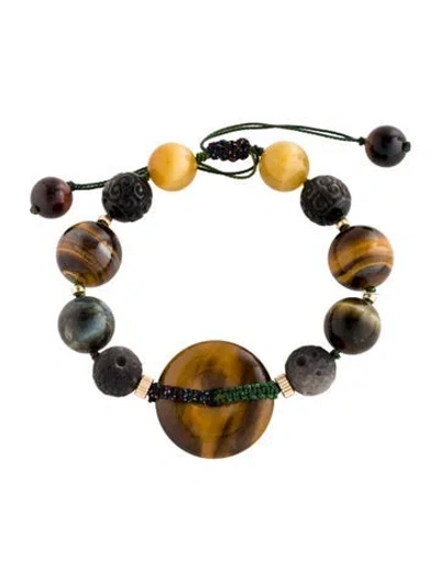 Pre-owned Unbranded 14k Multi-stone Bead Bracelet, 9" In Black/green