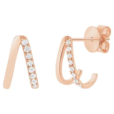 Pre-owned Unbranded 14k Rose Gold 11 Mm Height 0.15 Ct Diamonds Stud Earrings In Red
