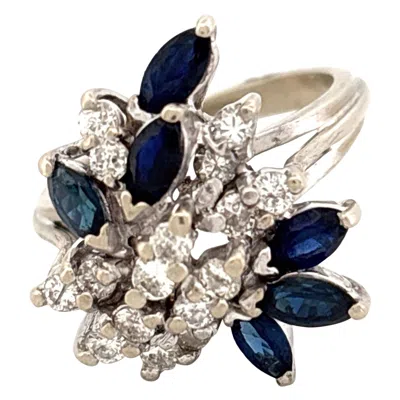 Pre-owned Unbranded 14k White Gold 1.20ctw Sapphire & 0.48ctw Diamond Ring