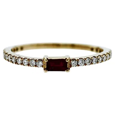 Pre-owned Unbranded 14k Yellow Gold 0.24 Ct Diamond & 0.12 Ct Ruby Ring Band Size 6