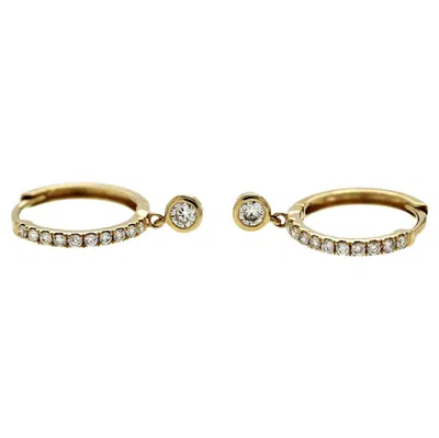 Pre-owned Unbranded 14k Yellow Gold 18 Mm Height 0.36 Ct Diamonds Hoop Earrings