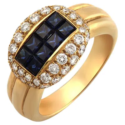 Pre-owned Unbranded 1.50 Ct Sapphire Invisible Set & 0.85 Ct Diamonds 18k Gold Engagement Ring In Blue