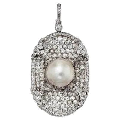 Pre-owned Unbranded 16.401 Cts Natural Pearl, Diamond, And Platinum Pendant In Multi