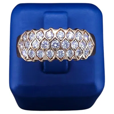Pre-owned Unbranded 18k Yellow Gold Diamond Honeycomb Band Ring Size 8