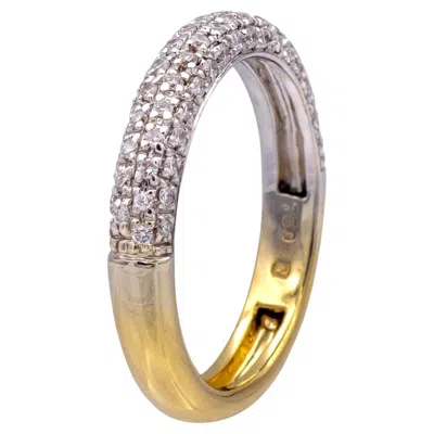 Pre-owned Unbranded 18k Yellow White Gold Round Pave Diamond 4 Row Band Ring 0.51 Cts