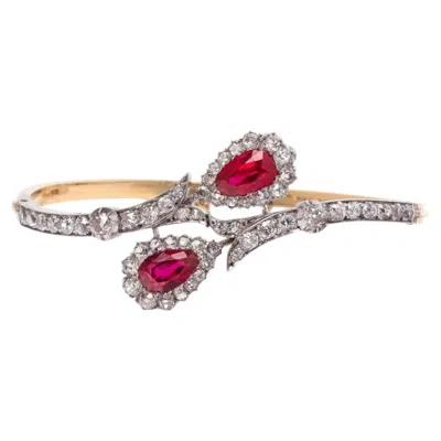 Pre-owned Unbranded 18th Century Antique Burmese Ruby And Diamond Bracelet In Multi