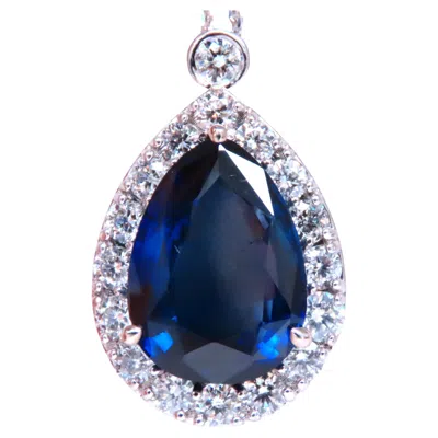 Pre-owned Unbranded 20ct Sapphire Cluster Pear Pendant 14kt Royal Blue Pendant 12518*