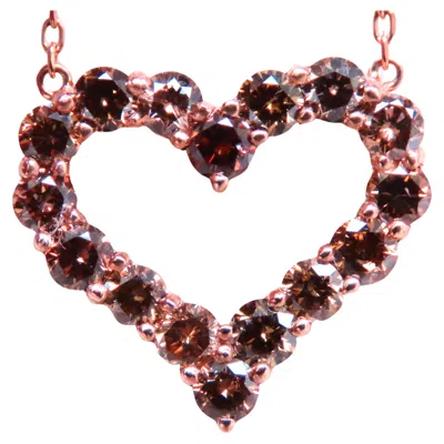 Pre-owned Unbranded 2.20ct Natural Fancy Brown Diamonds Heart Necklace 14kt Gold 12396*