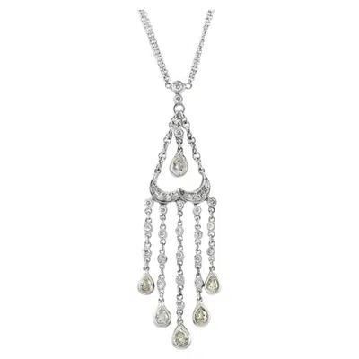 Pre-owned Unbranded 2.48 Ct Diamonds 18k White Gold Drop Necklace 16"