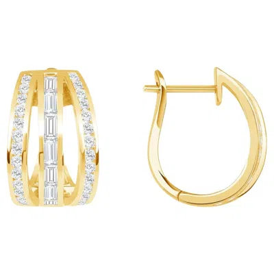 Pre-owned Unbranded 2.49 Ct Diamonds 14k Yellow Gold Huggies Earrings