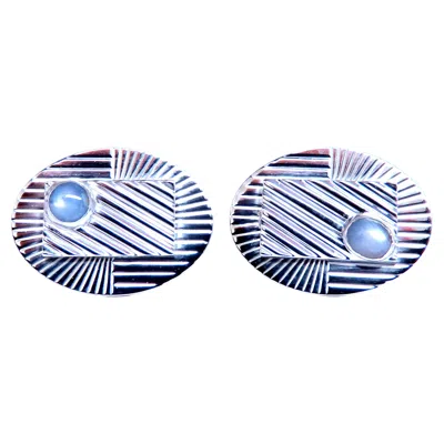 Pre-owned Unbranded 2ct Natural Sapphire Art Deco Cufflinks 14kt 12478 In Blue