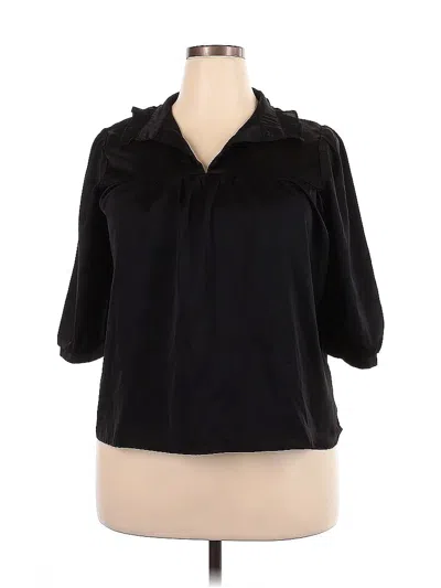 Pre-owned Unbranded 3/4 Sleeve Blouse In Black