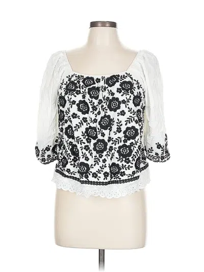 Pre-owned Unbranded 3/4 Sleeve Blouse In Black