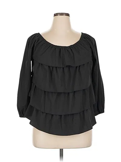 Pre-owned Unbranded 3/4 Sleeve Blouse In Black
