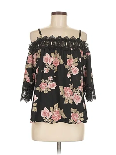 Pre-owned Unbranded 3/4 Sleeve Blouse In Black