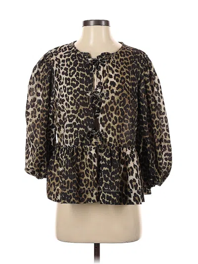 Pre-owned Unbranded 3/4 Sleeve Blouse In Black