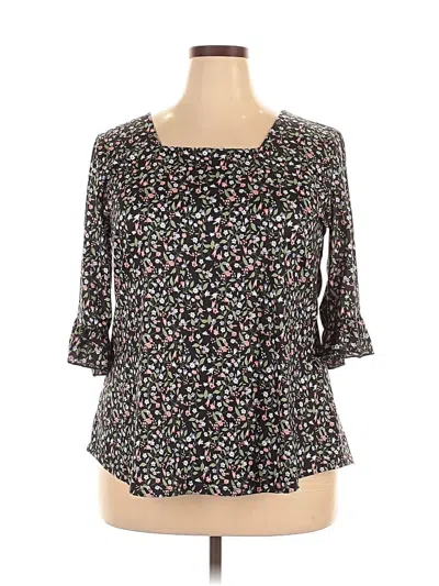Pre-owned Unbranded 3/4 Sleeve Blouse In Black