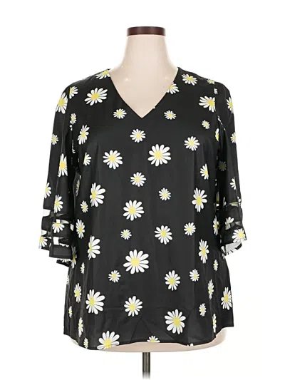 Pre-owned Unbranded 3/4 Sleeve Blouse In Black