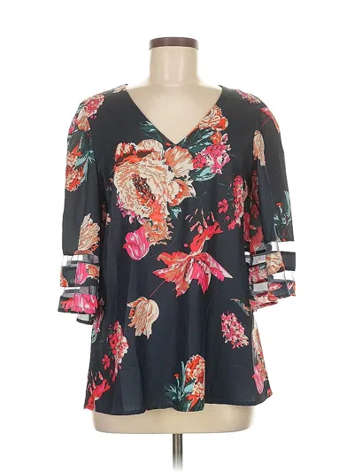 Pre-owned Unbranded 3/4 Sleeve Blouse In Black